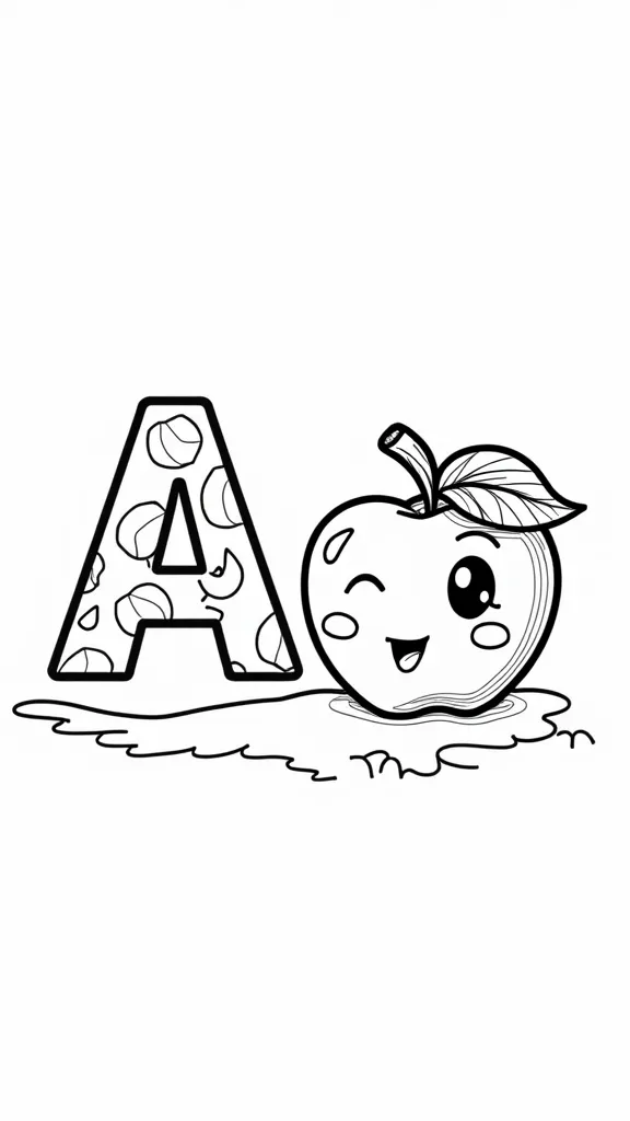 a est pour les coloriages de pomme